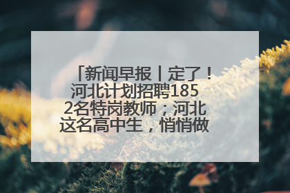 新闻早报丨定了！河北计划招聘1852名特岗教师；河北这名高中生，悄悄做了件超酷的事>>